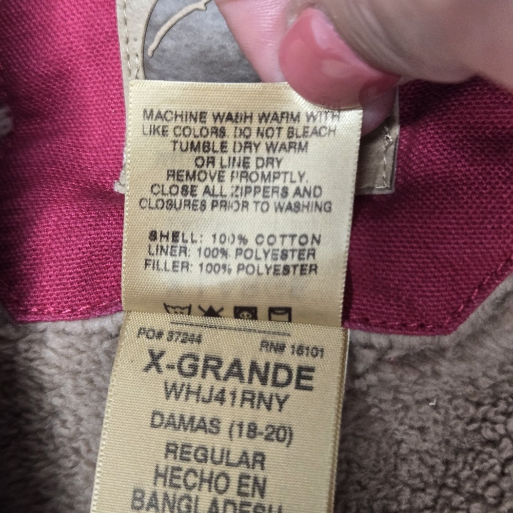 Berne Jacket Womens XL Pink Canvas Duck Work Workwear Sherpa Lined Hooded - Picture 12 of 14